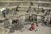 People Bathing in Public Fountain in Kathmandu, Nepal